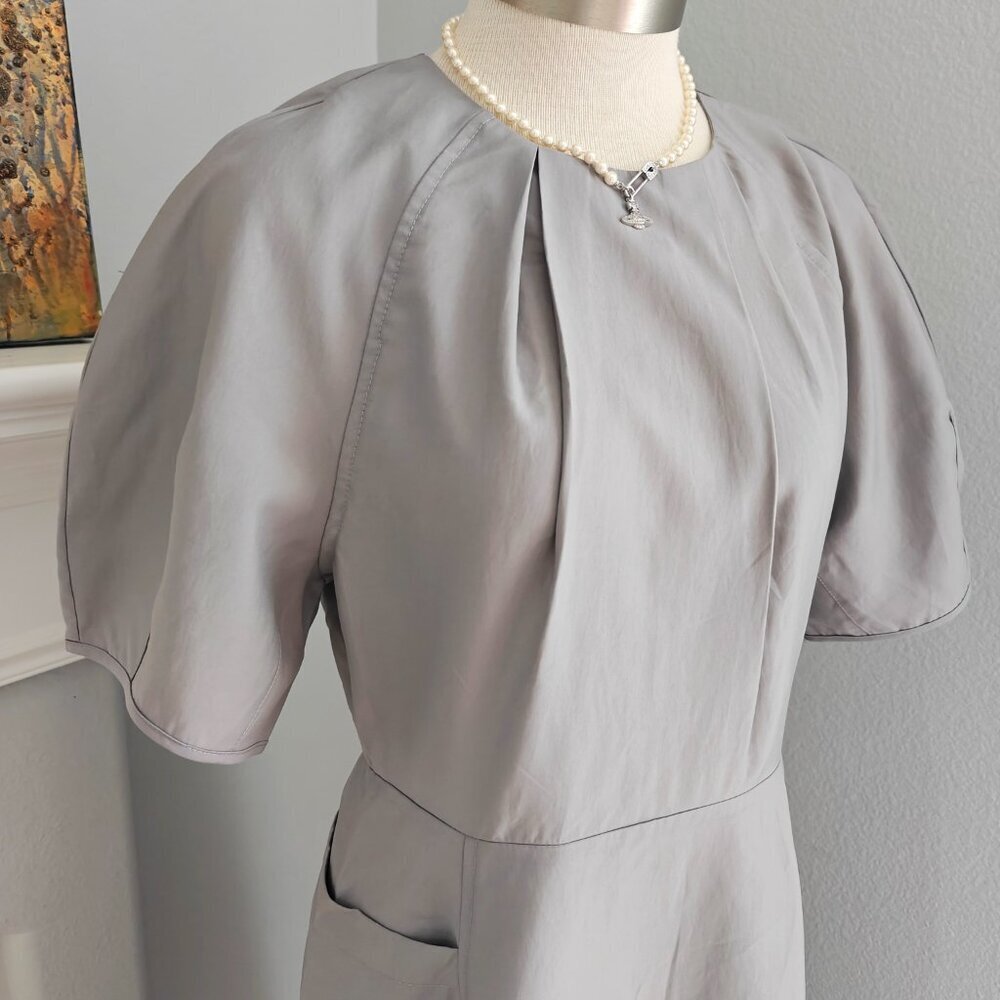 Elegant gray midi dress made914-1